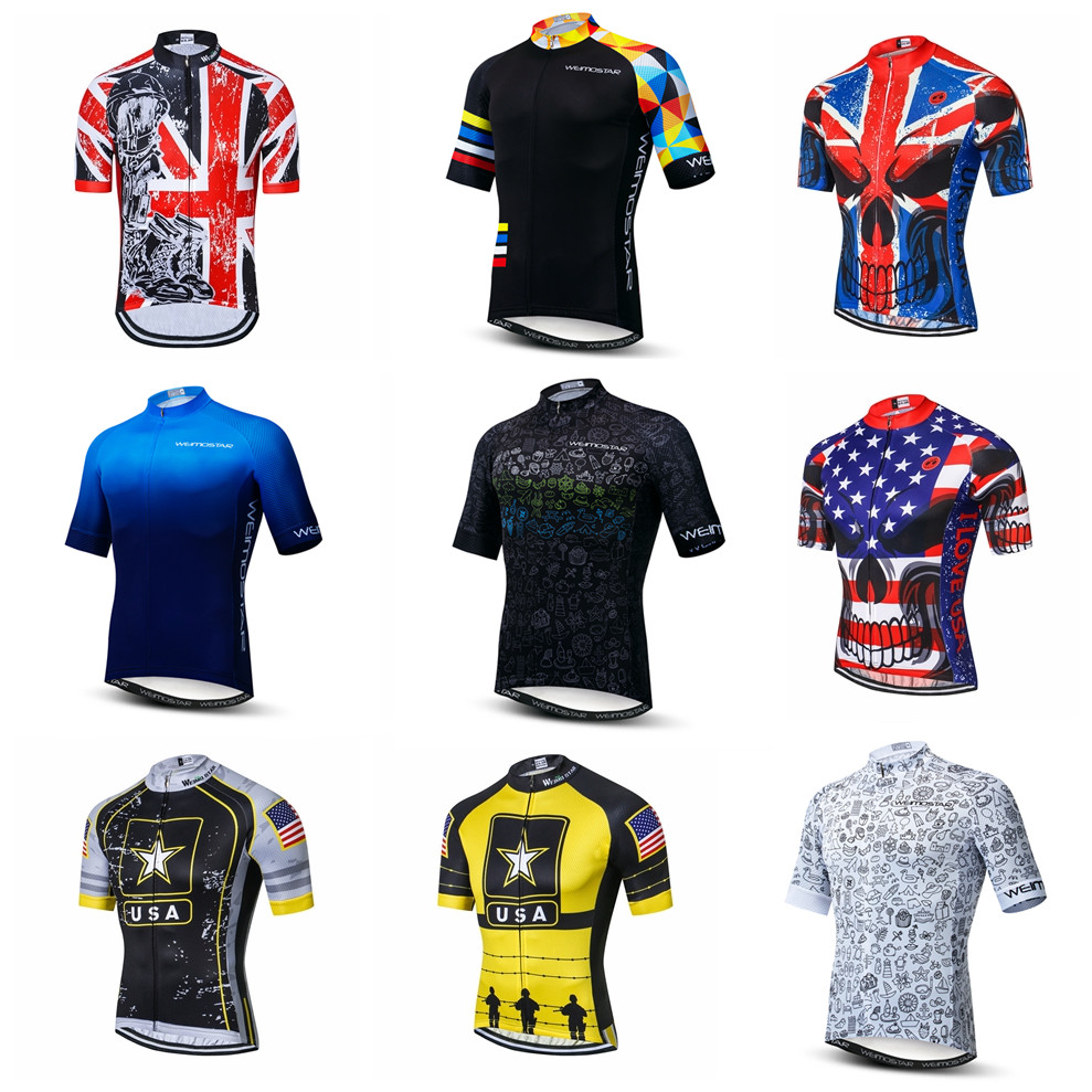 Mountain Biking In The Uk - サイクリングジャージ男性の自転車ジャージ半袖プロチーム道路マウンテンmtbマイヨciclismoレーストップtシャツシャツブルー米国英国