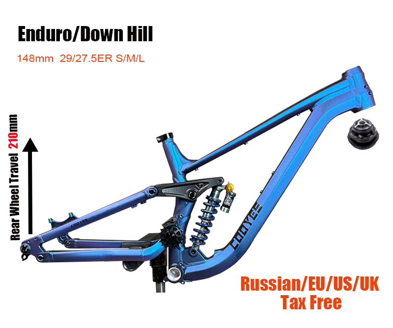 Mountain Biking In The Uk - フルサスペンションアルミバイクフレーム、ソフトテール、210mmトラベル、29/27.5インチER、DH、エンデューロ、MTBフレームセット、ブースト12X148mm、DPDによるEU・英国向け配送